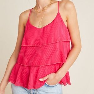 AMADI | Bright Pink Tiered Cami Anthropologie XL